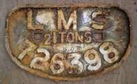 <b>LMS 21T</b> wagon plate from Darlington wagon 726398 at Arnott Young, Dalmuir for breaking.<br><br>[Alistair MacKenzie 01/02/1980]
