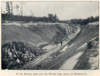 Construction of the Great Siberian Railway between Vladivostock and St Petersburg and eventually Murmansk. The pass over the Niurtse ridge. Photo by Matskevitch [Extract from GSR Guide of 1900]<br><br>[Alistair MacKenzie //2009]