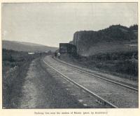 The line near Miniar Station. The Great Siberian Railway between Vladivostock and St Petersburg and on to Murmansk, it was continued on to Peking and was built between 1891 and 1916. Photo by Arsentiev. [Extracts from GSR Guide of 1900].<br><br>[Alistair MacKenzie //2009]