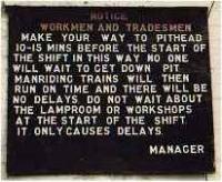 Notice at Polmaise Colliery.<br><br>[Ewan Crawford //]