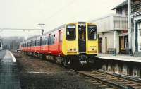 Last week of the old Balloch Central Station.<BR/> New SPTE livery for 314.208.<br><br>[Brian Forbes /11/1988]