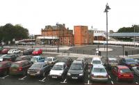 Car park and approach to Berwick station one year on, with new road and pedestrian access completed, bus turning circle installed, taxi ranks and reorganised car parking in place. Scene outside the station in October 2006. [See image 4771]<br><br>[John Furnevel 24/10/2006]