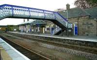 Looking south across the platforms at Inverurie in November 2006. The recent refurbishment and repainting work included the footbridge.<br><br>[John Furnevel 06/11/2006]
