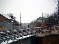 Signalbox and former junction at Seaham. Looking south in March 2004.<br><br>[Ewan Crawford 20/03/2004]