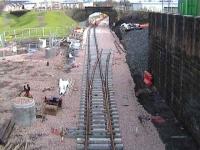 Looking east towards the new Alloa station on 31 January 2007.<br><br>[Jeffray Wotherspoon 31/01/2007]