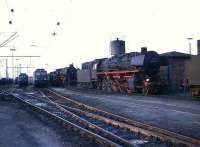Steam and electric locomotives at Rheine shed in 1976.<br><br>[John McIntyre //1976]