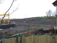 Site of North Johnstone Station. Work is progressing on new store. Remnants of trackbed at top right, and trackbed to Johnstone North branch at centre right where fence is.<br><br>[Graham Morgan 23/01/2007]