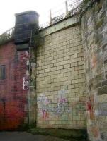 North side bricked up entrance to the pedestrian subway under the ECML providing access to the former island platform at Portobello. March 2007. [See image 14511]<br><br>[John Furnevel 21/03/2007]