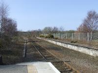 Forres Station, looking west towards Nairn, with the disused station platform also in shot.<br><br>[Graham Morgan 31/03/2007]