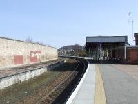 Forres Station and buildings, looking east. <br><br>[Graham Morgan 31/03/2007]