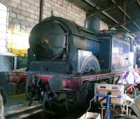 CR 0-4-4T no 419 lies bereft of chimney in the loco shed at Boness on 7 April 2007.<br><br>[Brian Forbes 07/04/2007]
