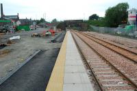 View looking west on the platform of the nearly complete Alloa (New) station.<br><br>[Ewan Crawford 02/06/2007]
