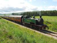 Strathspey Railway No.17 is seen nearing Broomhill. Nicely turned out in lined green and named <I>Braeriach</I>. A huge improvement on last year.<br><br>[John Gray 18/06/2007]
