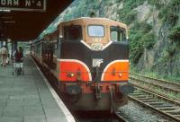 The 1700 to Rosslare Harbour stands at Waterford in 1993.<br><br>[Bill Roberton //1993]