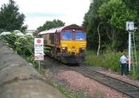 66125 and train held at signals east of Seafield crossing on 9 July. <br><br>[John Furnevel 09/07/2007]