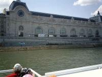 <B>Musee d'Orsay</B> on left bank of the Seine - former Orsay Station of the Paris Orleans Railway serving Orleans, Nantes, Bordeaux and Toulouse. Stone lettering on building shows the main stations it served. Viewed from a batteau mouche cruising down the R Seie.<br><br>[Alistair MacKenzie 19/07/2007]