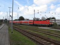 Local train arriving at Rostock in the former East Germany.<br><br>[Michael Gibb 06/09/2007]