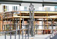 The Andy Scott sculpture <I>Looking to the Future</I> in front of the new Alloa station building on 4 October. <br><br>[John Furnevel 4/10/2007]