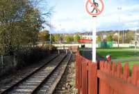 Buffer stops stand at the current terminus of the line at Colne on 9 November 2007. A double track once continued northeast from here to Skipton, the junction for Carlisle, Leeds and Bradford. A local rail action group is currently campaigning for the reopening of this route.<br><br>[John McIntyre 09/11/2007]