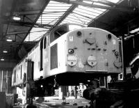 D235 <I>Apapa</I> receiving attention at Crewe diesel depot in April 1969.<br><br>[John Furnevel 26/04/1969]