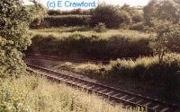 New line laid in at Stirling Road for Watsonhead. Line to Costain in background. The new line occupies the former route east to Morningside.<br><br>[Ewan Crawford //]