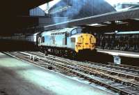 A class 37 stands at Newcastle Central in 1984 with an excursion train.<br><br>[Colin Alexander //1984]