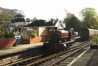 Scene at Lakeside on 18 October 2008. Standing at the platform is L&HR locomotive No 1 <I>David</I> (ex-Millom Gasworks Barclay 0-4-0ST 2333 of 1953) about to take charge of a train for Haverthwaite. <br><br>[Peter Todd 18/10/2008]