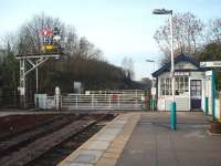 On the York-Harrogate line Cattal is the start of the single line section to Knaresborough, controlled by the small signal box on the station platform. View west towards Knaresborough and Harrogate.<br><br>[Mark Bartlett 15/12/2008]