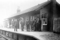 Old photograph sent in by Ian Steele taken at Coalburn, Lanarkshire, around 1925. On the right is Ian's father Tom Steele (1905-1979) who started work here as a booking clerk. Tom Steele went on to become the country's youngest Station Master before being elected Member of Parliament for Lanark in 1945. He later served as MP for Dunbartonshire West before finally retiring in 1970.<br><br>[Ian Steele Collection //1925]