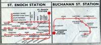 Section of the Glasgow suburban map from the BR (Scottish Region) timetable for the period 18 June to 9 September 1962 showing suburban destinations served from St Enoch and Buchanan Street stations.<br><br>[Colin Miller 23/01/2012]
