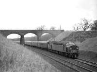 EE Type 4 with a southbound WCML service passing through Wreay cutting, south of Carlisle, in February 1965.<br>
<br><br>[Robin Barbour Collection (Courtesy Bruce McCartney) 13/02/1965]