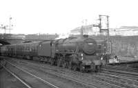 Black 5 no 45084 of Stirling South shed brings a train into Buchanan Street station in the summer of 1965.<br><br>[K A Gray 23/08/1965]