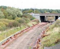 The old single line stops at the site of Bangour Junction in October 2008, just prior to redoubling here.<br><br>[James Young 12/10/2008]