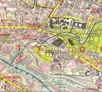 Area of Partick Central station and goods yard from old 4 inch to 1 mile map of Glasgow.<br><br>[Alistair MacKenzie 23/06/2009]