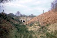 The bridge and tunnel at Mierystock (aka Mireystock), the highest point  of the Severn and Wye main line, looking north towards Lydbrook.<br><br>[John Thorn /04/1968]