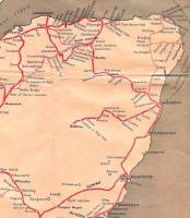 A detail from the Scottish Region map for 1960-61 showing the railways of the North East. Today's uquivalent is a little simpler, with a line coming up the coast to Aberdeen, then heading inland towards Inverness. Following the closure to passengers of the Dufftown line, through trains took the direct route between Keith and Elgin which was clearly seen as a mere branch line hitherto. <br>
<br><br>[David Panton //1960]