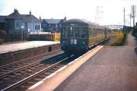 A Musselburgh - Waverley DMU arrives at Joppa station (closed 1964) on 14 June 1958.<br><br>[A Snapper (Courtesy Bruce McCartney) 14/06/1958]