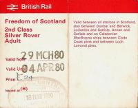 The Easter school holiday of 1980, and paid for out of my Saturday job I've freedom of the Scottish rails for 3.40 a day. Whether I worked on that Saturday I can't remember.<br>
<br><br>[David Panton 29/03/1980]