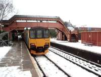 There is still plenty of evidence of GWR ownership at Stratford-upon-Avon station, as well as three operational platforms. London Midland Sprinter 150018 stands in fresh snow at Platform 1 on 11 January waiting to form a service to Stourbridge Junction via Birmingham Snow Hill. <br><br>[Mark Bartlett 11/01/2010]