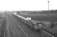 BRCW Type 2 no D5306 runs into Millerhill Yard from the north on 5 November 1969 with a train of Presflos, thought to be the 1140 Irvine - Oxwellmains.<br><br>[Bill Jamieson 05/11/1969]