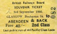 Ticket for the last A4 public run on 3 September 1966 [See image 25208]<br><br>[Colin Miller 03/09/1966]