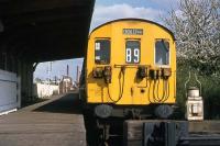 Spring blossom at the neat Croxley Green terminus on 22nd April 1976. The EMU will shortly return to Watford Junction. The service lasted another 20 years.<br><br>[Mark Dufton 22/04/1976]
