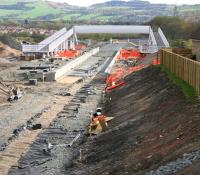 Progress on the new station at Armadale on 2 May 2010. View east towards Bathgate. [See image 33819]<br><br>[John Furnevel 02/05/2010]