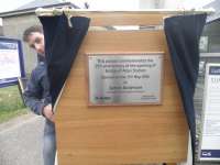 To celebrate the 25th Anniversary of the re-opening of Bridge of Allan station there was a plaque-unveiling by James Anderson, former convenor of Central Regional Council, followed by a tree-planting.<br><br>[John Yellowlees 13/05/2010]