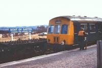 Another photograph showing the DMU special at Boat of Garten on 7 April 1973. Note that it is now displaying <I>Edinburgh</I> on the destination blind, which is where its journey actually started that day.<br><br>[John McIntyre 07/04/1973]