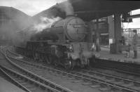 A1 Pacific no 60122 <I>Curlew</I> stands ready to take out a southbound train from Newcastle Central in the 1960s. Note the eye-catching buffers!<br><br>[K A Gray //]