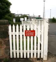 <I>Not exceeding forty shillings</I> seems a long time ago... sign on a fence alongside Seafield level crossing on 6 June 2010. <br><br>[John Furnevel 06/06/2010]