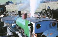 <I>Twizell</I>, a Robert Stephenson & Co 0-6-0T built in 1891, in operation as a stationary boiler at Beamish in April 1979. [See image 29518]<br><br>[Peter Todd 13/04/1979]