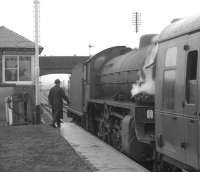 <I>Scottish Rambler no 5</I> during a photostop at Bogside Race Course in April 1966 on the leg from Ardrossan to Girvan behind B1 61342. Opened in 1840 as plain Bogside the suffix Race Course was carried between 1952 and 1965. The station closed, having reverted to its original name, on 2 January 1967.<br><br>[K A Gray 10/04/1966]