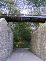 A replacement deck is now in place on the former railway bridge at Eshiels, just to the east of Peebles. Part of the new cycle route between Peebles and Innerleithen [see image 10812]<br><br>[Colin Harkins 17/07/2010]